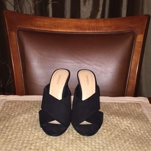 EXPRESS Black Suede Slip-on Heels Ladies Sz 7
